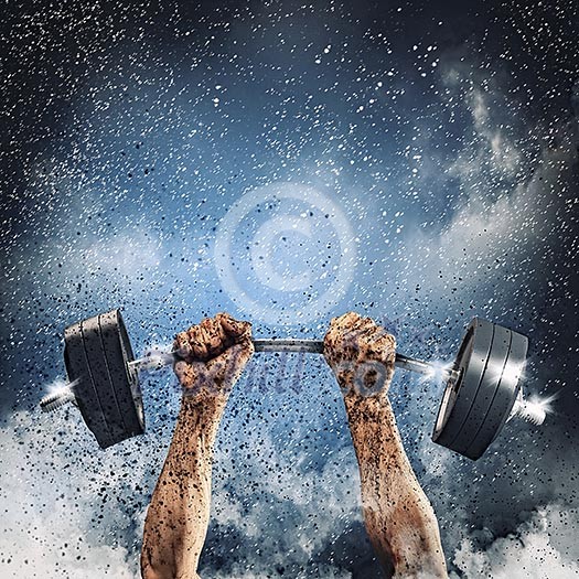 Close-up of human hands lifting up barbell Close-up of human hands lifting up barbell