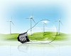 Electric bulb and windmill generators. Renewable energy concept