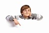 Little boy holding a blank white billboard