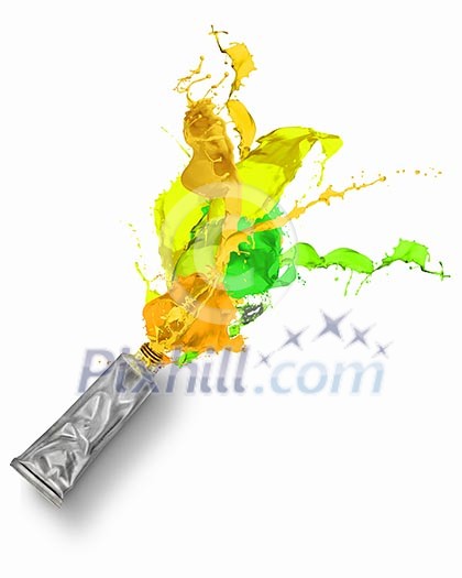 Image of paint tube with color splashes Image of paint tube with color splashes