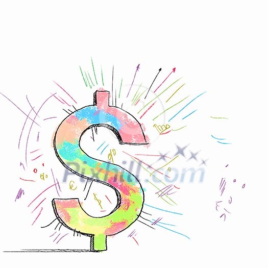 Drawn dollar sign against white background. Money concept Drawn dollar sign against white background. Money concept