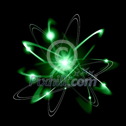 Image of color atoms and electrons. Physics concept