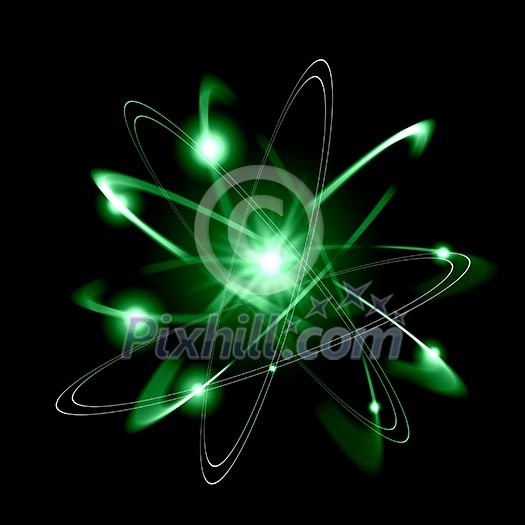 Image of color atoms and electrons. Physics concept Image of color atoms and electrons. Physics concept