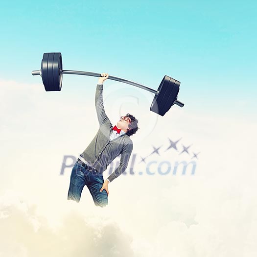 Weight Lifting businessman with a red tie. illustration Weight Lifting businessman with a red tie. illustration