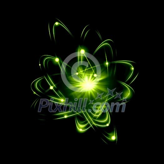 Image of color atoms and electrons. Physics concept Image of color atoms and electrons. Physics concept