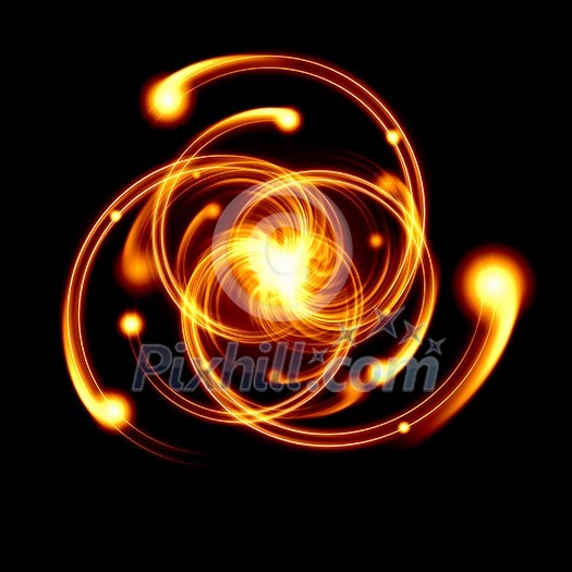 Image of color atoms and electrons. Physics concept Image of color atoms and electrons. Physics concept