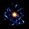 Image of color atoms and electrons. Physics concept