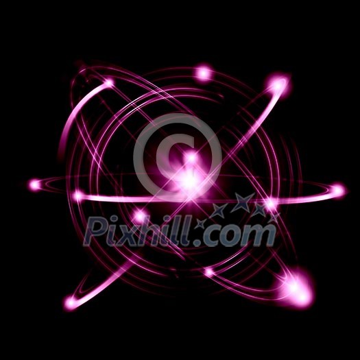 Image of color atoms and electrons. Physics concept Image of color atoms and electrons. Physics concept