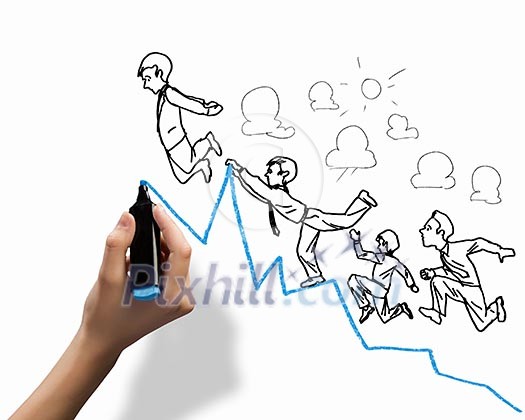 Hand drawing image of businessman. Business challenge Hand drawing image of businessman. Business challenge