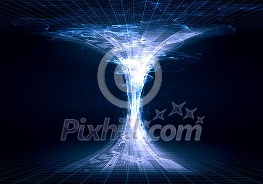 Blue digital funnel against dark background. Technology concept Blue digital funnel against dark background. Technology concept