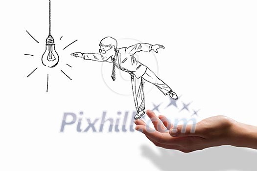 Hand drawing image of businessman. Business challenge Hand drawing image of businessman. Business challenge