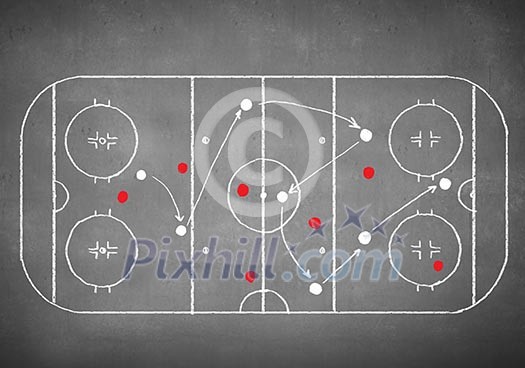 Close up image of hand drawn hockey tactic plan