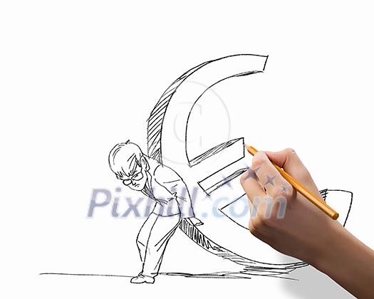 Hand drawing image of businessman. Business challenge
