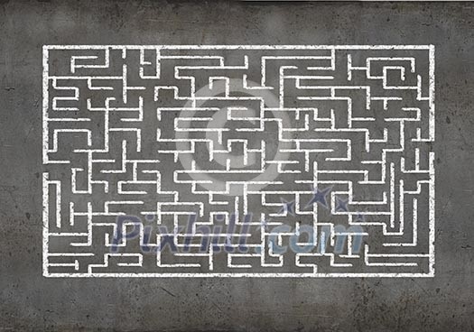 Drawn abstract maze against white background. Finding solution Drawn abstract maze against white background. Finding solution