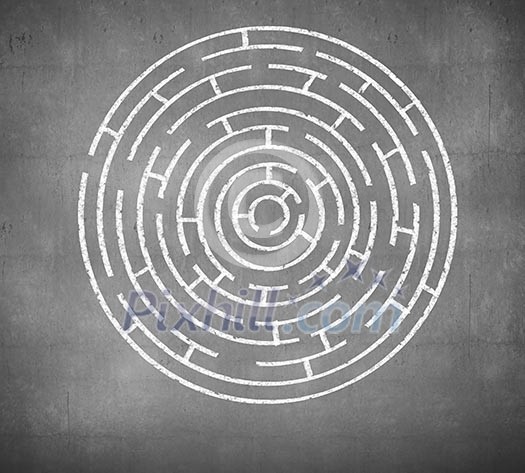 Round maze against white background. Solution idea Round maze against white background. Solution idea