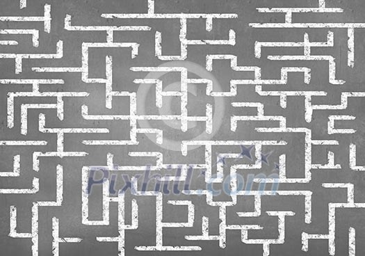 Drawn abstract maze against white background. Finding solution