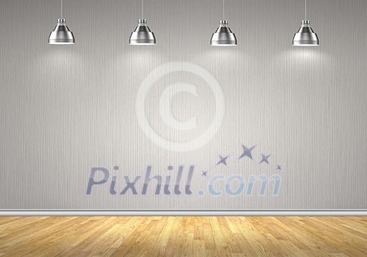 Blank wall with place for text illuminated by lamps above Blank wall with place for text illuminated by lamps above