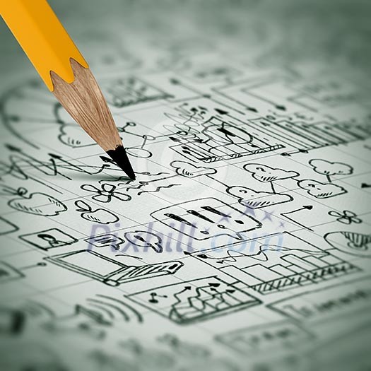 Business project drawn with pencil in close up Business project drawn with pencil in close up