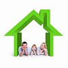 Happy young family in house. Mortgage concept