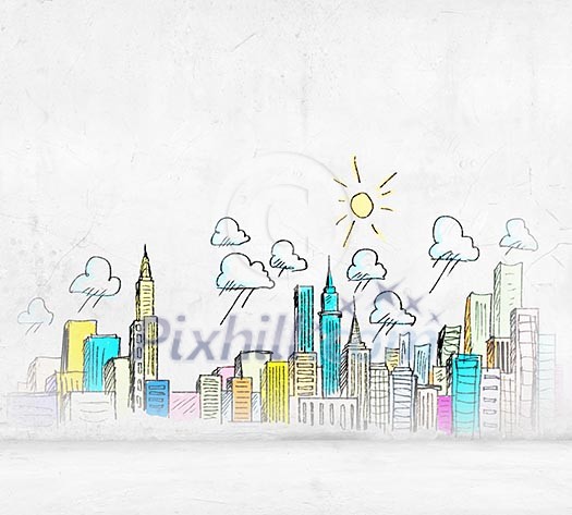 Background sketch image with buildings and urban scenes Background sketch image with buildings and urban scenes