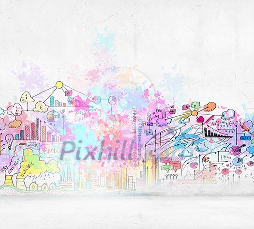 Background sketch image with buildings and urban scenes Background sketch image with buildings and urban scenes