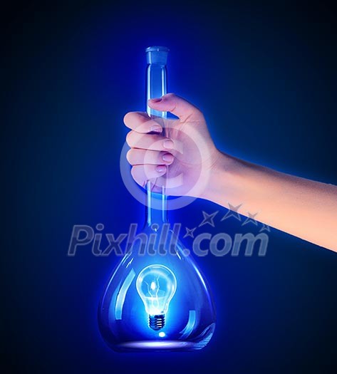 Electrical bulb in test tube. Idea concept