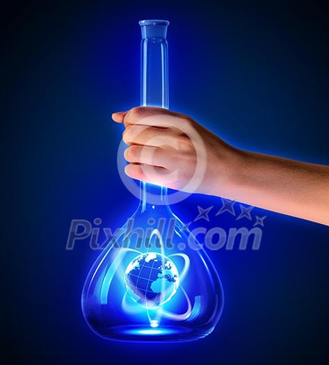 Image of earth planet in test tube. Ecology concept. Elements of this image are furnished by NASA Image of earth planet in test tube. Ecology concept. Elements of this image are furnished by NASA