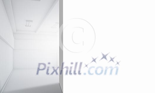Image of empty white room with blank wall Image of empty white room with blank wall