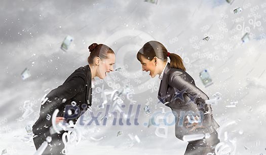 Image of two businesswomen in anger shouting at each other