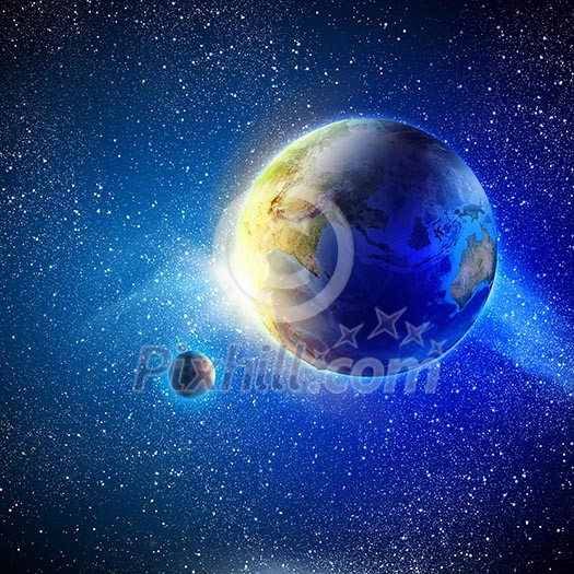 Color image of earth planet in space