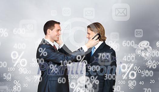 Two businessmen talking on mobile phone. Cooperation concept
