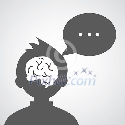 brain vector cartoon in man avatar 