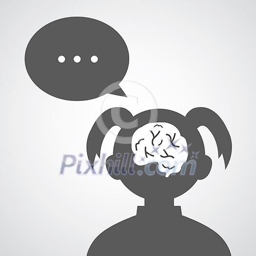 brain vector cartoon in woman avatar 