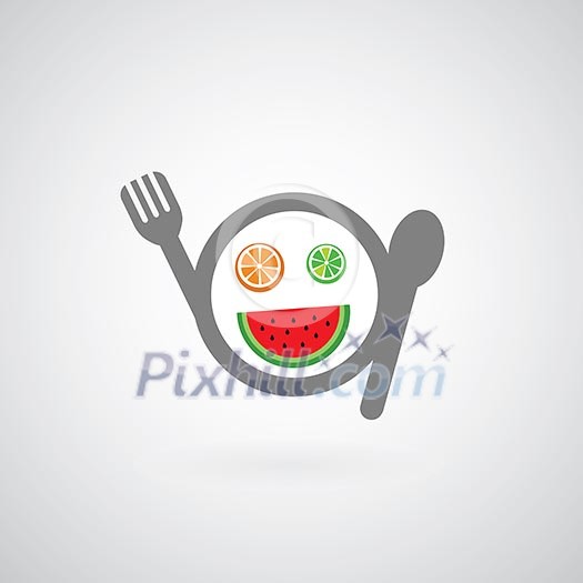 fruit man symbol on gray background 