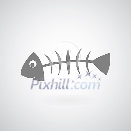 Fish bone symbol on gray background 