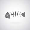 Fish bone symbol on gray background 
