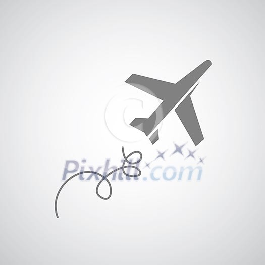 airplane symbol on gray background
