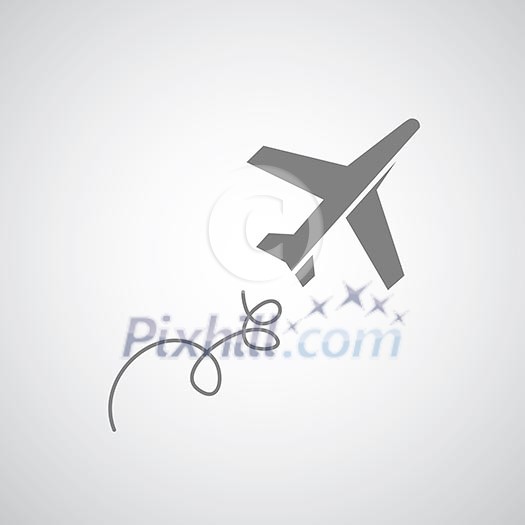 airplane symbol on gray background airplane symbol on gray background