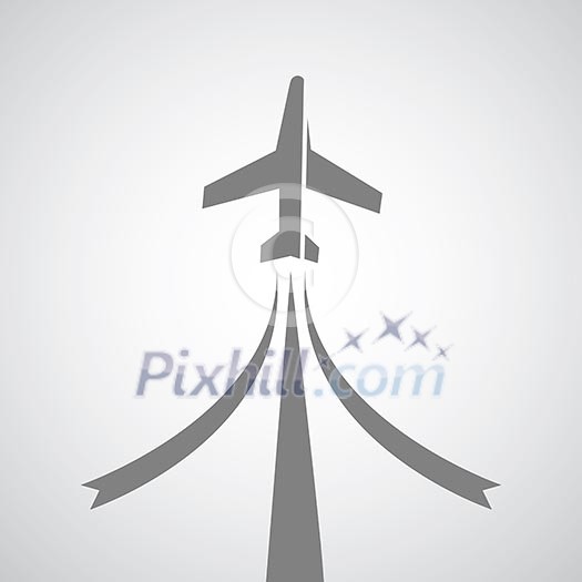 airplane symbol on gray background airplane symbol on gray background