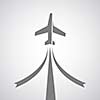 airplane symbol on gray background  