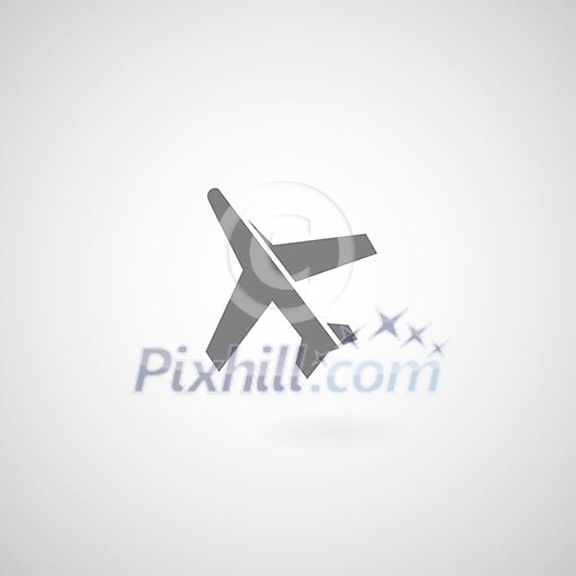 airplane symbol on gray background airplane symbol on gray background