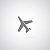 airplane symbol on gray background 