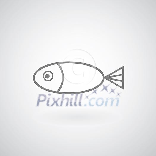 Fish symbol on gray background 