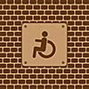 Vector disabled man restroom sign in the wall 
