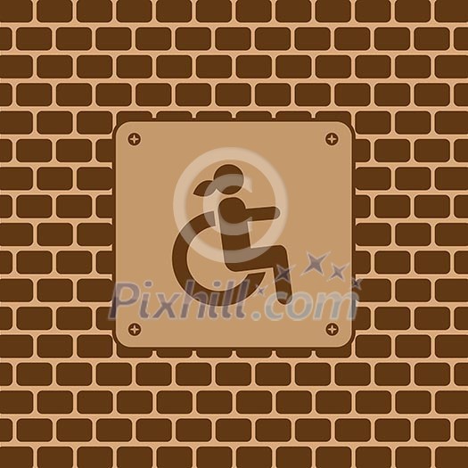 Vector disabled woman restroom sign in the wall Vector disabled woman restroom sign in the wall