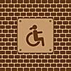 Vector disabled woman restroom sign in the wall 