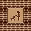 Vector woman restroom sign in the wall 