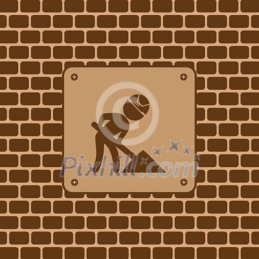 under construction sign on brick wall 