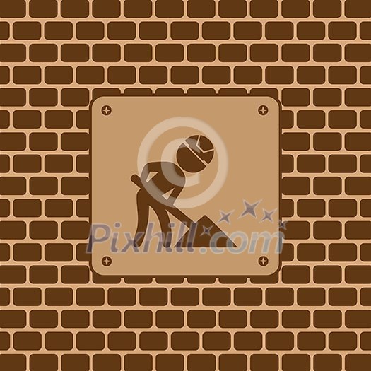 under construction sign on brick wall under construction sign on brick wall