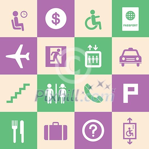 Airport icons set for use Airport icons set for use